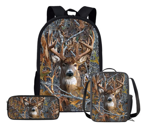 Uourmeti Deer Camo Juego Mochila Y Lonchera Niños, 3 1, Y 