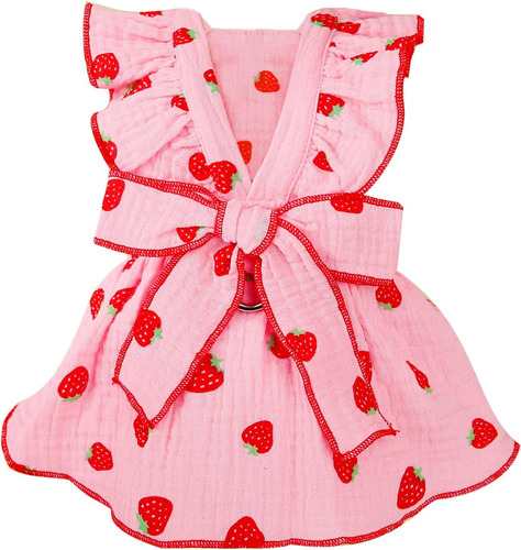 Vestido De Perro Pequeño Con Fresa Impresa Para Verano