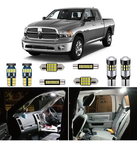 Juego De 12 Luces Led Interiores Blancas Dodge Ram De 2...