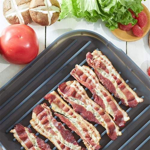 Bandeja De Tocino De Silicona Para Microondas, Máquina De To