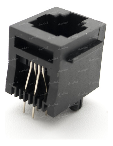 Conector Rj11 Vertical Hembra 6p4c Para Circuito Negro