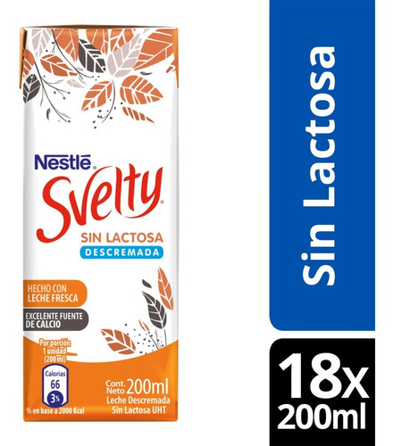 Leche Svelty® Descremada Sin Lactosa 200ml X18 Unidades