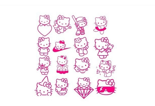 Sticker Vinil Calcomania Hello Kitty Rosa 16pz 60 X 60 Cm