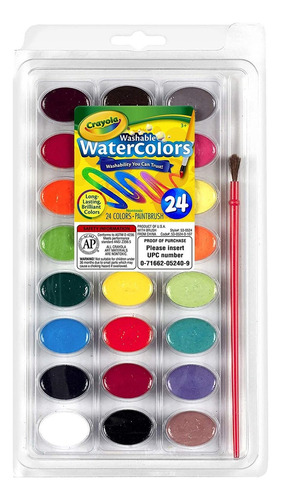 Aacuarelas Lavables Crayola, 24 Colores (53, 0524), Paquete