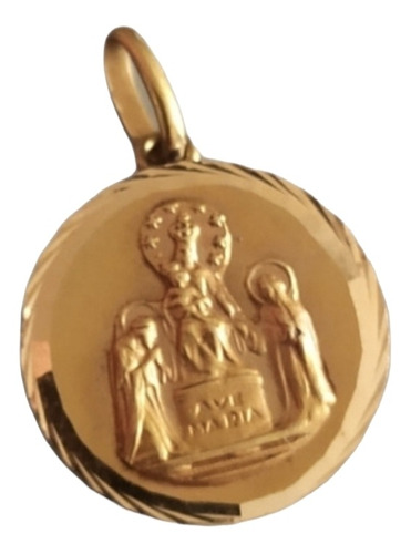 Medalla Ave Maria Oro 18 Kilates 10 Mm Oro 18k