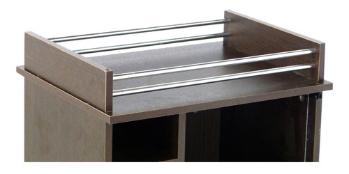 Imagen 3 de 9 de Mueble Bajo Con Puerta Vidrio Y Bodega Para Vinos - Bar Movil Portatil - Mesa Arrime - 1432