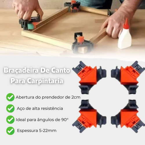 Kit 4 Pçs Sargento Angular 90ºgraus Marcenaria Aperto Rápido