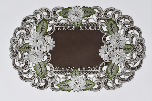 Mantel Individual Ovalado Cacao Fleur 12 X 18  Marron Pieza