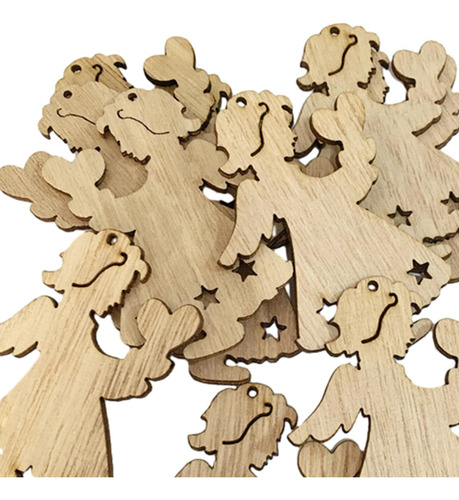 4 Paquete De 2-6 10x Rebanadas De Madera Navideñas Ángel
