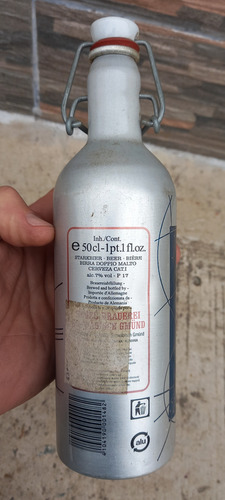 C-antigua Botella De Cerveza En Aluminio C/tapon Ceramico (Usado)