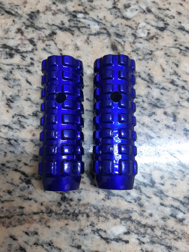 Pedaleira Apoio Pé Trolinha Alumínio Cross Bmx Mtb Eixo Fino Azul