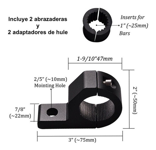 Imagen 2 de 8 de Abrazaderas (clamps) Para Montar Luces Auxiliares De Moto