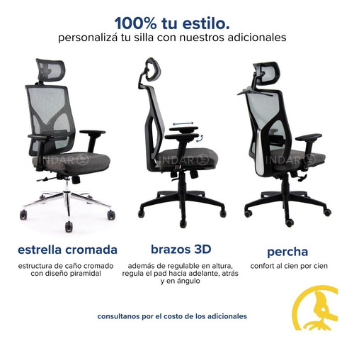 Imagen 6 de 8 de Sillon Gerencial Indar Cool Ergonomico Apoyo Lumbar Cabezal