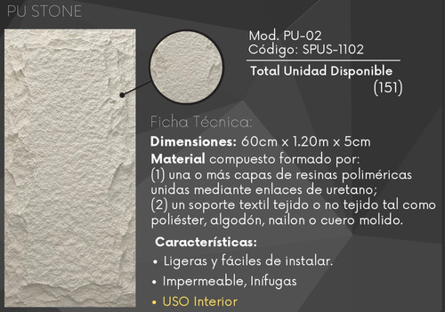 Revestimiento Pvc Pu Stone Tipo Piedra Wall Gris