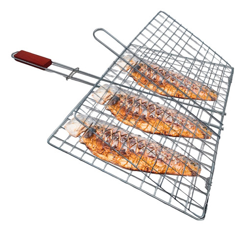 Parrilla Plegable Para Pescados Acero Inoxidable 34x24 Cm