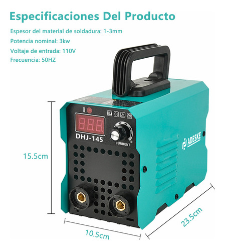 Mini soldadoras Inverter portatil inversores Adeske DHJ-145 color cian