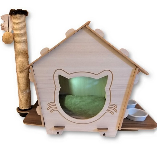 Imagem 4 de 6 de Casa Casinha Gato Com Comedouros E Arranhador Desmontável