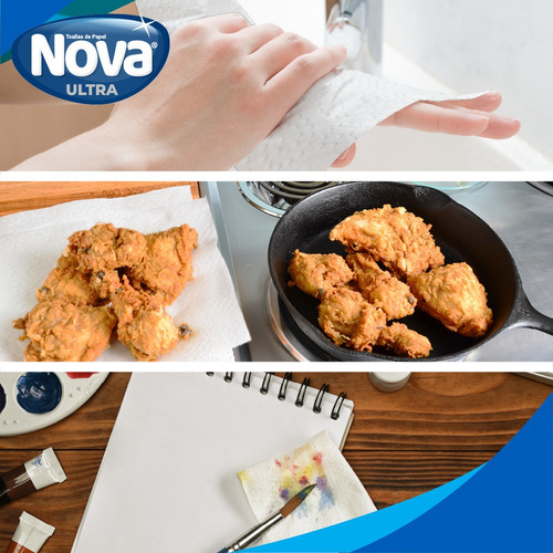 Imagen 5 de 5 de Toalla De Papel Nova Ultra Absorb Mega Rollo 2 Un 26 Mt