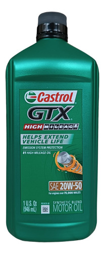 Aceite De Motor 20w50 Semisintético Castrol Gtx High Mileage