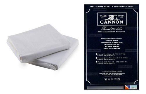 Pack X2 Sabanas Planas Hoteleras Cannon Queen Size 180 Hilos