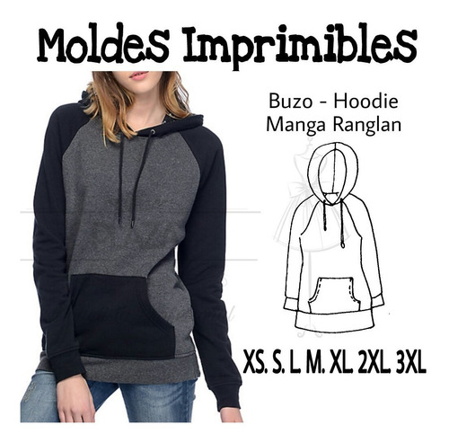 Molde Patrones Imprimibles Archivo Pdf Buzo Hoodie Ranglan