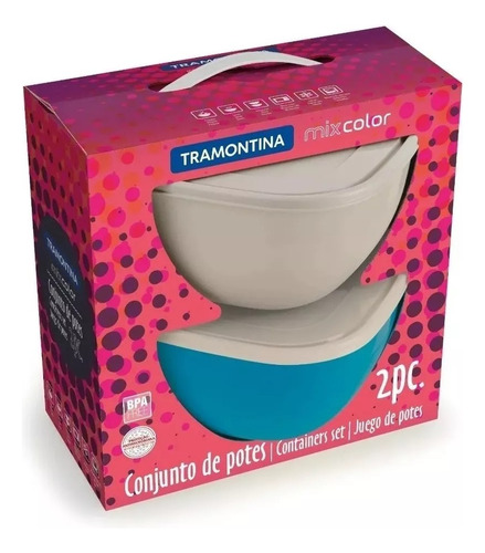 Set X 2 Bowls Potes Contenedor Tramontina Mix Color