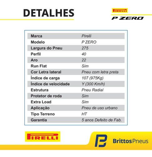 Kit 2 Pneus Pirelli Aro 22 P-zero Ks (*) 275/40 R22 107y Rf