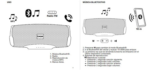 Imagen 6 de 6 de Bocina Kaiser Bluetooth Resistente A Salpicaduras 19-3006