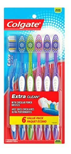 Colgate Extra Clean Full Head Toothbrush, Medium 6 Count