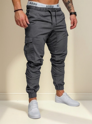 Pantalón Jogger Bolsas Cargo Casual Cómodo Gabardina 2905str