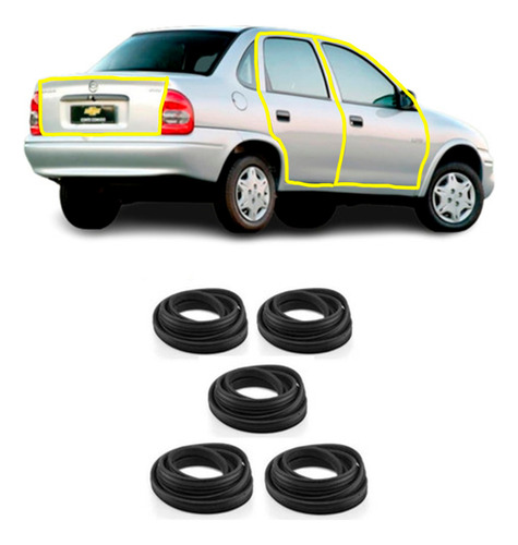 Kit 4 Borrachas De Porta + Mala Gm Corsa Classic 2000 A 2010