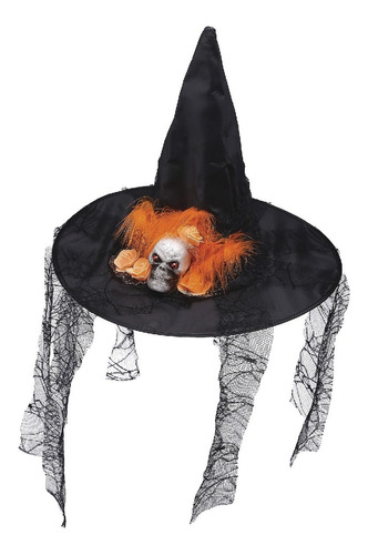 Sombrero Bruja Con Accesorios Calavera Araña Rata Halloween