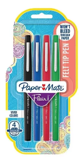 4 Marcadores Paper Mate Flair Lapicera Roller 0,7