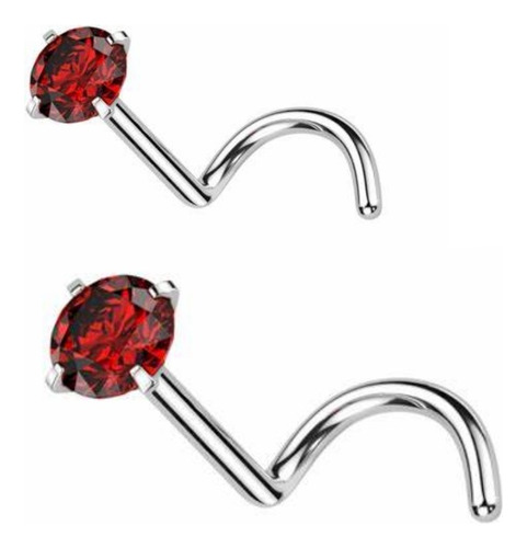 Piercing Nariz Titanio Cubic Zircon Engarzado Rubi Wizard Ar