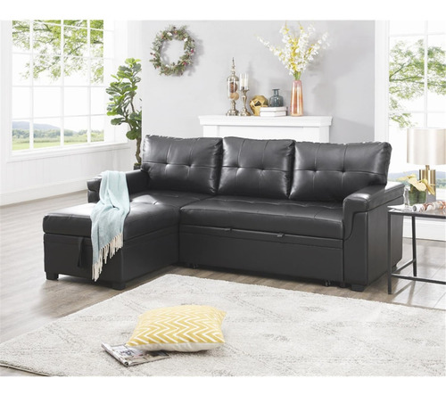 Sofá Modular C/diván De Almacenamiento; Negro; Naomi Home