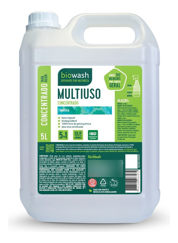 Multiuso Concentrado Menta Biodegradável Biowash 5l