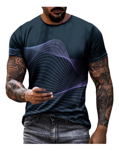 Camiseta Con Estampado Geométrico Para Hombre, Camiseta Esta