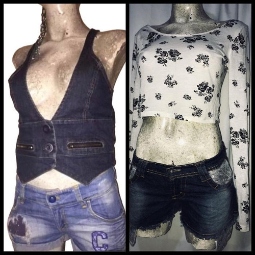 Duo Chaleco Mezclilla Wet Seal Cierres + Crop Top Detalle