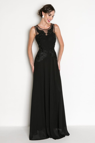 Imagem 7 de 8 de Vestido Festa Longo Rendas Preto Bordado Pérolas