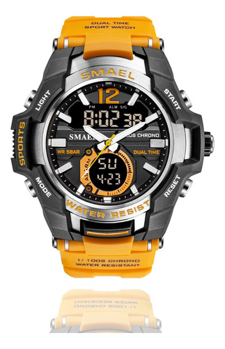 Relógio Smael 1805 Militar Sport Dual-time Laranja