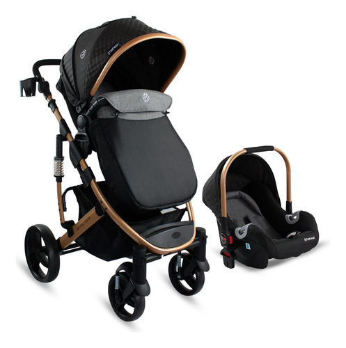 Coche Para Bebe 2 En 1 Tipo Moises Spring Gold Bebesit Black Color Negro