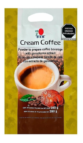 Café Cream Coffee Dxn Sin Azúcar Ganoderma 20 Sobres
