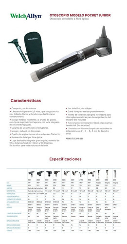 Imagen 5 de 9 de Otoscopio Welch Allyn 2.5v Pocket Junior Fibra Optica