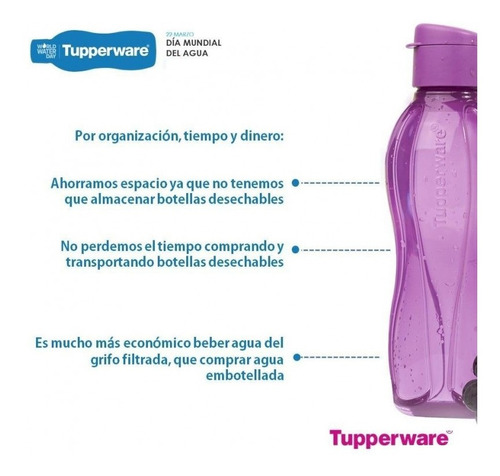 Libre Bisfenol A SIN BPA Color a elegir Una Botella 750 ml Tupperware