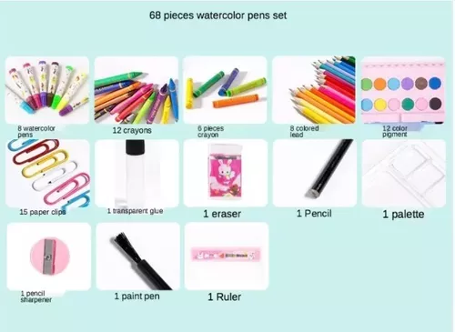 Set De Arte Para Niños 68 Piezas + Estuche Colores Crayones