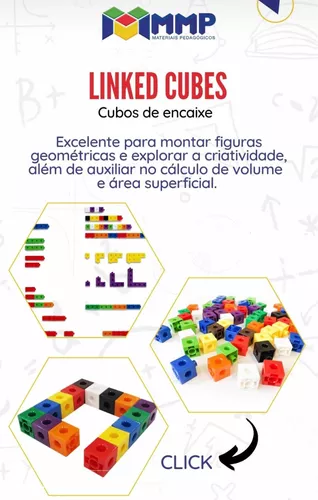 Brinquedo Educativo Blocos De Montar Linked Cubes 100 Peças MMP