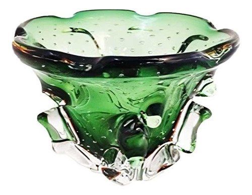 Cachepot Murano Verde E Ambar São Marcos 18x22x22cm