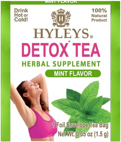 Hyleys Detox Tea Para Limpeza - Chá Verde Com Hortelã, Gengi