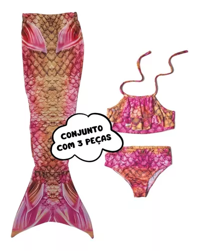 Fantasia de Sereia Cauda de Sereia com Biquíni e Acessório para Festa a  Fantasia Traje de Sereia Carnaval Roupa de Sereia (130CM, AZUL 1)