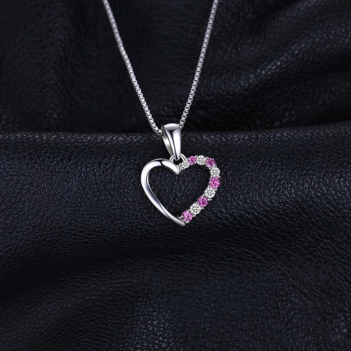 Collar Colgante Plata 925 Y Circones Diseño Corazón Florido